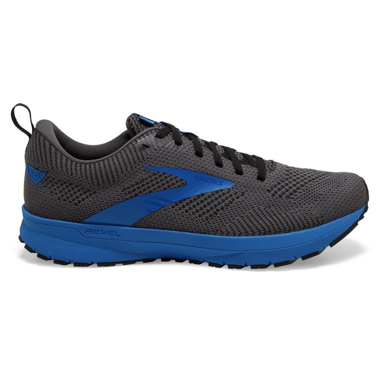 Brooks Revel 5 Performance Road Running Shoes - Men's - Black/Grey/Blue (48136-OISQ)